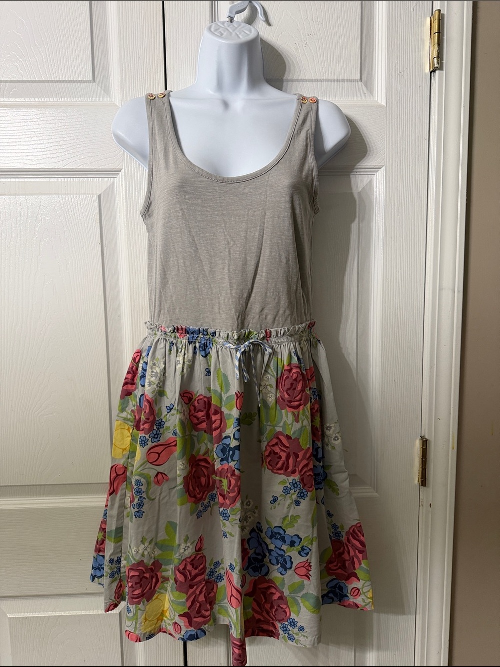 Matilda Jane Seven Seas Grey Floral Tank sleeveless dress Sz S  EUC